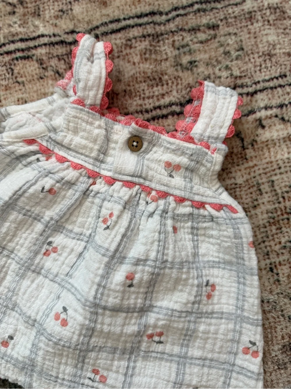 Kids White & Pink Cherry Print  Set